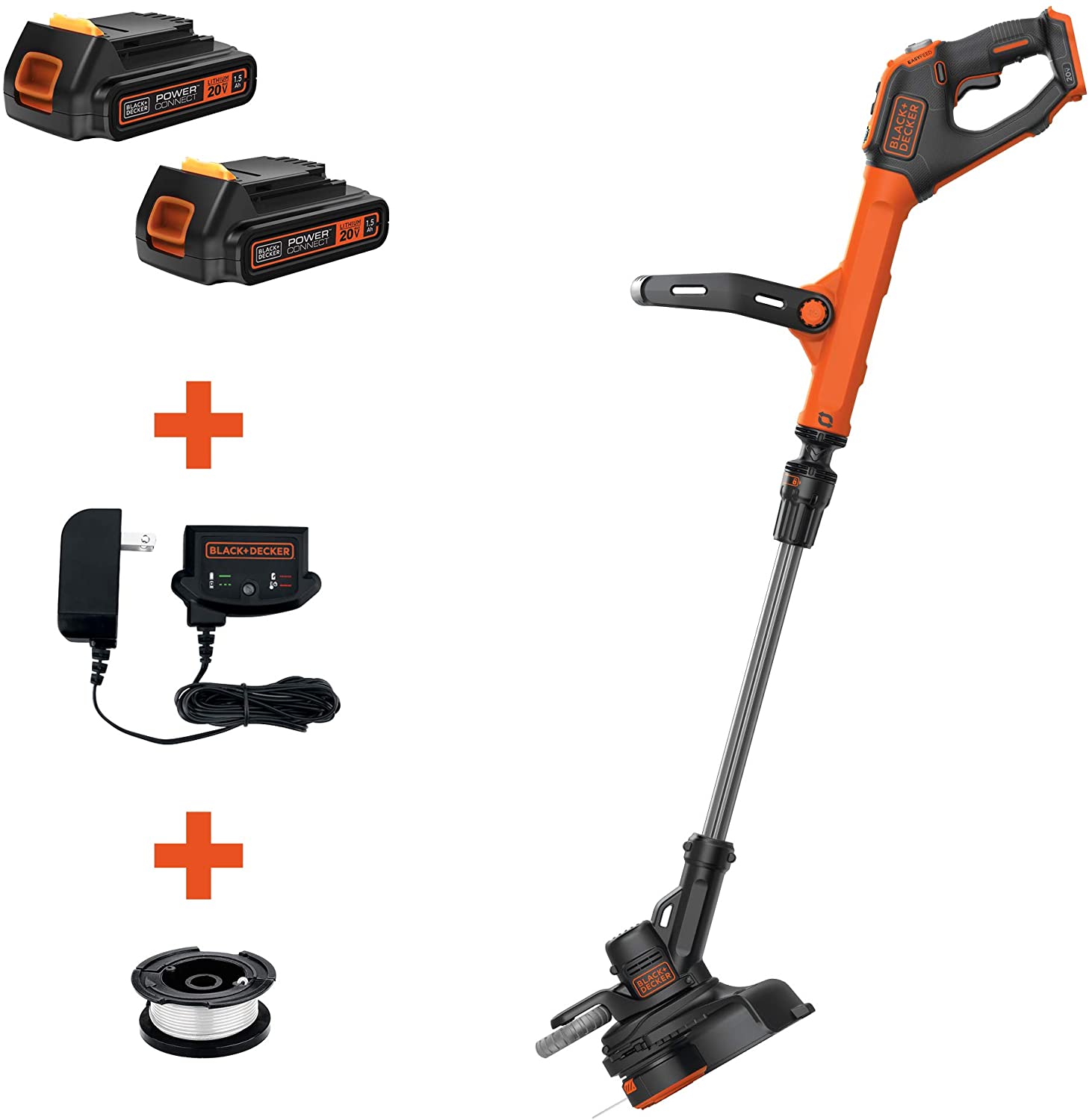 BLACK+DECKER 20V MAX Lithium Easy Feed String Trimmer/Edger with 2