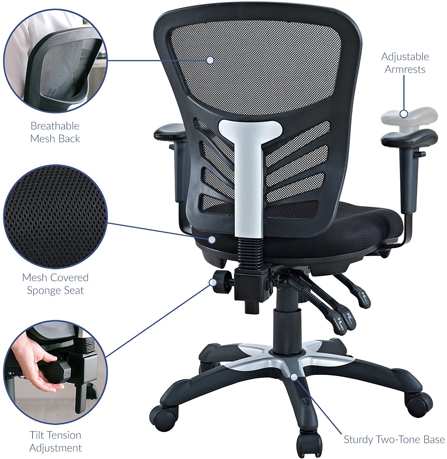 Modway Articulate Ergonomic Mesh Office Chair in Black - Sacramento