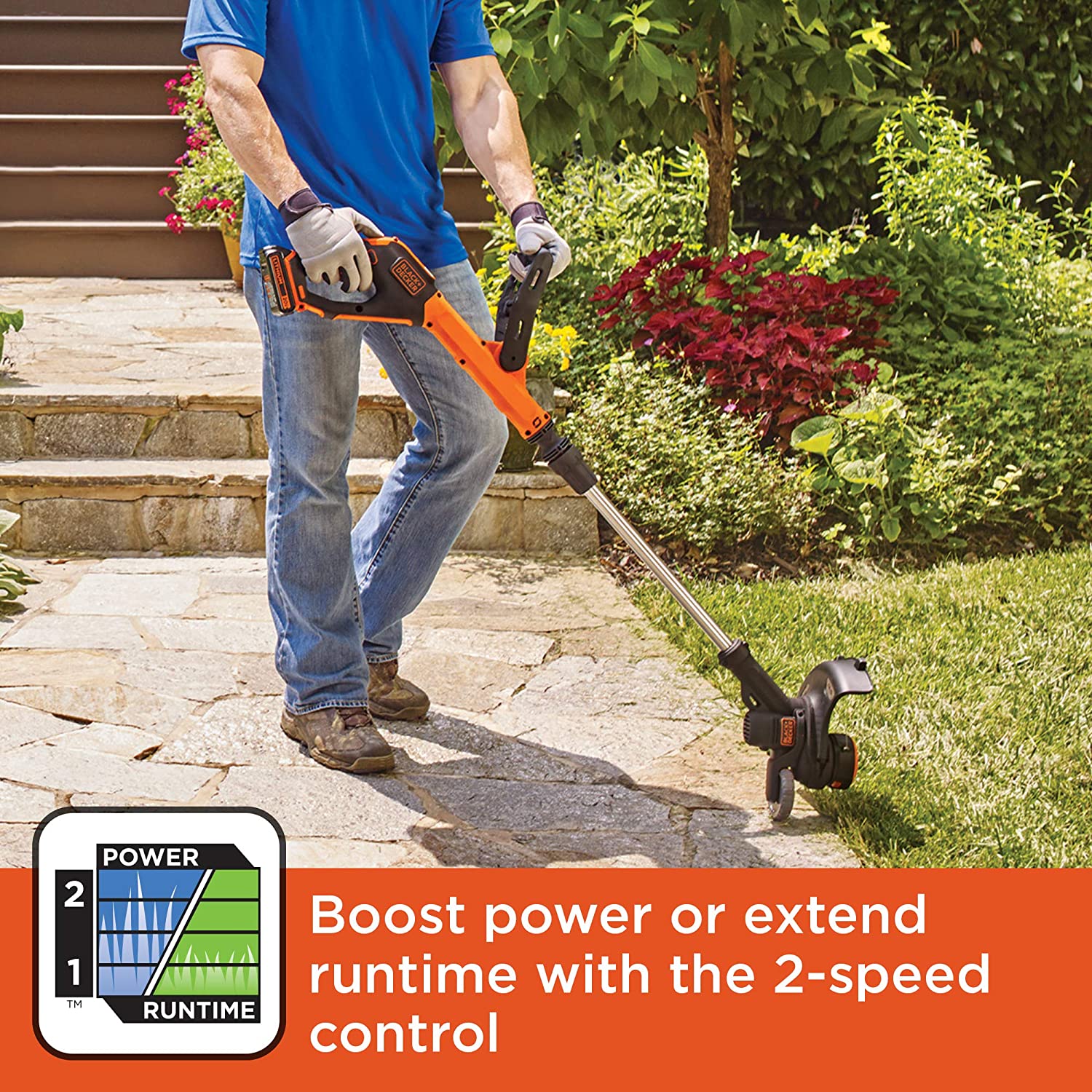 BLACK+DECKER 20V MAX Lithium Easy Feed String Trimmer/Edger with 2 ...